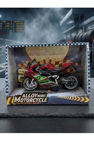 1:12 Ölçek Alloy Model Metal Motorsiklet Sesli Ve Işıklı Yarış Canavarı Oyuncak Motor Kırmızı Kırmızı