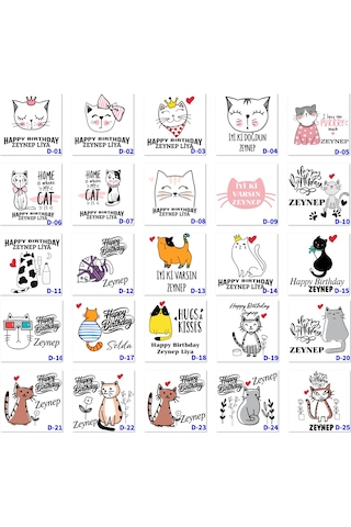 Kişiye Özel Türk Kahve Fincanı, Doğum Günü Temalı Hediyelik Fincan D Serisi Beyaz