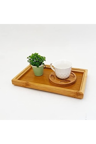Bambu Dikdörgen Servis Tepsisi Küçük Boy Tepsi 25cm 15cm 2.6cm