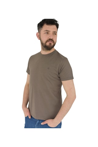 Naykı Erkek Büyük Beden Sıfır Yaka Tişört Ottoman Bgl-st01891 Vizon