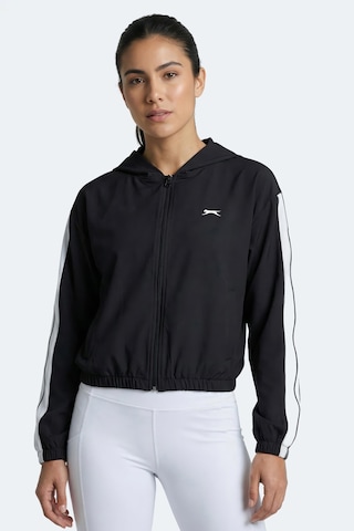 Slazenger Razzle Kadın Fermuarlı Kapüşonlu Cepli Siyah Sweatshırt Siyah
