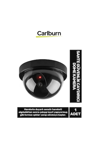 Premium 5 Metre Algılayan Kırmızı Işıklı Hareket Sensörlü Pilli Güvenlik Caydırıcı Dome Kamera