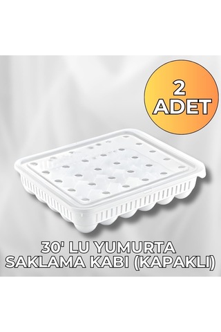 2 Adet Yumurta Saklama Kabı 30'lu, Steril Yumurtalık, Kapaklı Yumurta Organizeri Çok Renkli