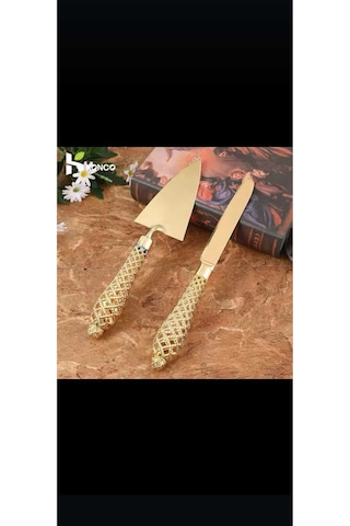 Elta Collection 2 Li Gold Metal Servis Spatula Ve Bıçak Sarı