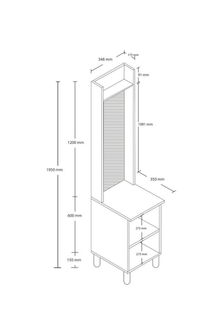 5088 Rapsody Aynalı Sağ Kapaklı Bohem Portmanto Sepet-beyaz Beyaz - Meşe