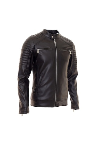 Oliggopol Erkek Siyah İç Cepli Slim Fit Deri Ceket Çok Renkli
