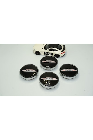 Mini John Cooper Works Logo Gümüş Siyah Jant Göbeği Kapak Seti