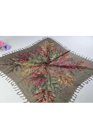 Beyce Cotton Sökme Boncuklu Desenli Tülbent 06439 Vizon