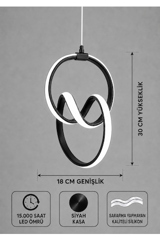 İmza Modern Sarkıt Hol , Koridor Çocuk Odası Ledli Avize Siyah Led Avize