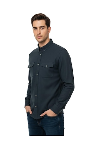 Kamer Erkek Kışlık Slim Fitt Uzun Kol Çift Cep Kapak Gömlek 2414 Bgl-st04797 Yeşil
