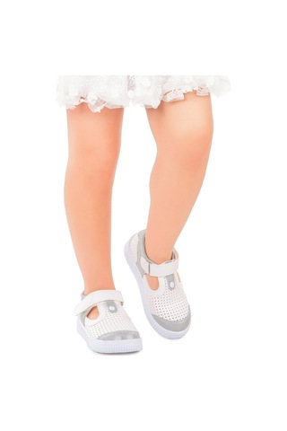 Kiko Kids Kız Çocuk Günlük Ayakkabı Arz 2324 Beyaz - Gümüş