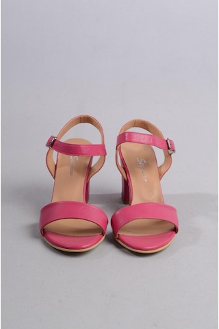 Seç Kundura Seç 0032 Hakiki Deri Tek Bant Sandalet Topuk Boyu 8,5cm Fuşya - 40 Fuşya