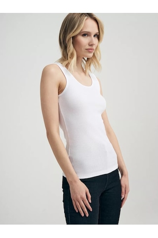 Tvoe Düz Renkli, Geniş Askılı Temel Bir Atlet, Ceket Altında 14804227 Beyaz