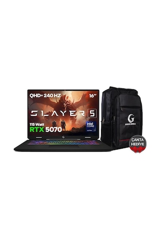 Game Garaj Slayer5 7-5070 -C6 Intel Ultra 7 255hx 32 GB 1 TB SSD RTX5070 16" Free Dos Dizüstü Bilgisayar
