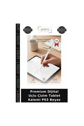 Premium Dijital Uçlu Çizim Tablet Kalemi P03 Beyaz