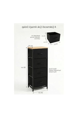 4 Çekmeceli Metal Banyo Dolabı, Çok Amaçlı Organizer Ve Pratik Düzenleyici Açık Kahve