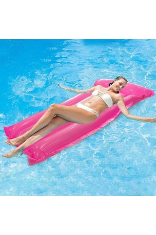 Ikkb Yetişkin Düz Renk Yüzen Su Şezlong Pvc Katlanabilir Şişme Yatak Gül Kırmızı