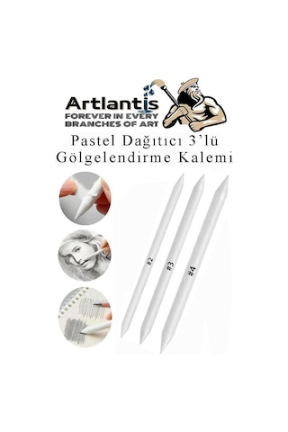 Pastel Dağıtıcı Gölgelendirme Kalemi 3 Lü 1 Paket Kaynaştırma Kalemi Kara Kalem Dağıtıcı Kalem Kağıt Kalem