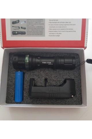 Star Km-815 500 Lümen Şarjlı Led Zoomlu Metal Polis El Fen...