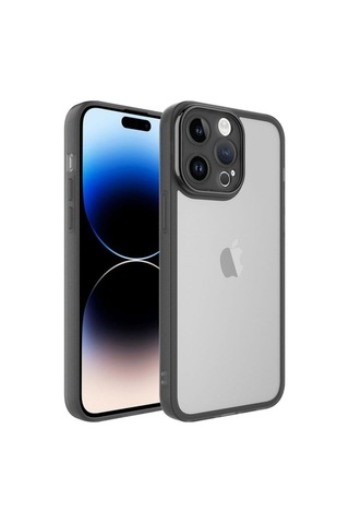 Apple Uyumlu iPhone 14 Pro Kılıf Kamera Korumalı Transparan Zore Post Kapak Siyah