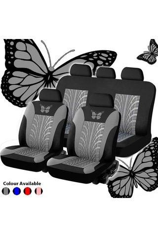 Ulzyvf Evrensel Kelebek Desenli 4/9 Parça Koltuk Kılıfı Seti - Kir, Aşınmaya Dayanıklı, Kolay Kurulum