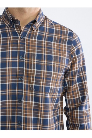 Lcwaıkıkı Classic Kahverengi Regular Fit Ekose Desenli Gabardin Erkek Gömlek