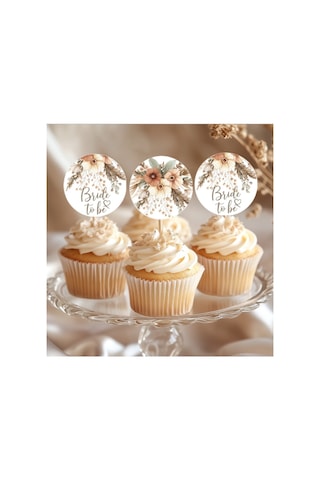 15adet Cupcake Kürdanı Bohem Çiçekli Bride To Be Gelin Oluyor Düğün Kına Gecesi Bekarlığa Veda Süsü