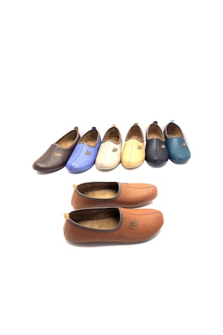 Deritarz Hakiki Deri Hac Umre Tavaf Patiği Ve Ev Ayakkabısı Taba