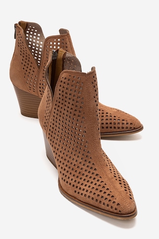 Luvishoes Orvıa Taba Süet Kalın Topuklu Kadın Yazlık Bot