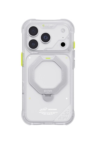 Apple iPhone 18 Pro Uyumlu Kılıf M-safe Şarj Özellikli Standlı Skinarma Saturn Kapak Beyaz