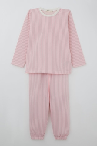 Breeze Kız Çocuk Pijama Takımı Rüya Çizgili 4-8 Yaş, Pembe