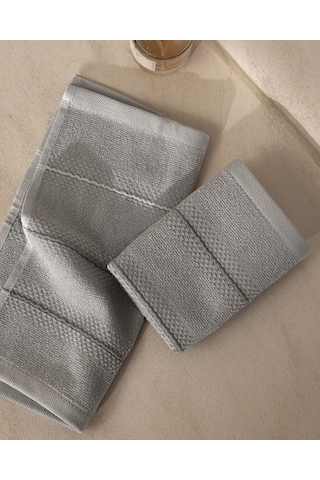 Madame Coco Celeste 2'li %100 Pamuk El Havlusu - Gri - 30x30 Cm 8684427342589 Çok Renkli