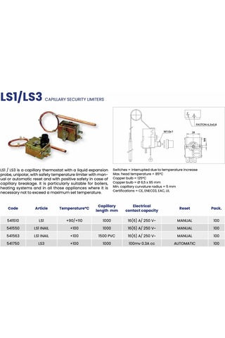 Imıt Ls1/541558 - 100 C Limit Termostat - İtalyan