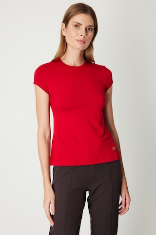 On Kadın Sıfır Yaka Ay Kol Basic Bluz 61302 Kırmızı Kırmızı