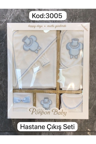 Petite Ponpon Baby Mikcey Desenli 10 Lu Hastane Cıkış Seti Beyaz - Mavi