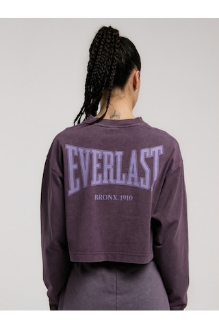 Everlast Bronx 1910 Oversize Mor Crop Uzun Kollu Kadın Tişört Mor