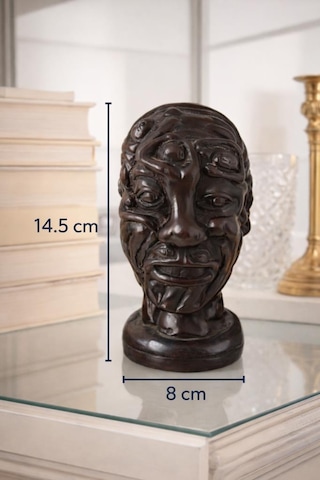 Dekoratif Otantik Büst Heykel Modern Salon Ofis Masa Üstü Biblo Vintage Ahşap Görünümlü Dekor 14,5 Cm Reçine