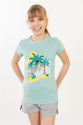 Brz Kids Palmiye Baskılı Kız Çocuk T-shirt-aqua Sea Mavi
