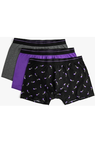Koton 3'Lü Boxer Seti Baskılı Çok Renkli Siyah 4Slm90023Mk