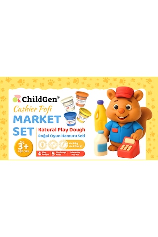 Doğal Oyun Hamuru Sevimli Patiler - Market Set Çok Renkli
