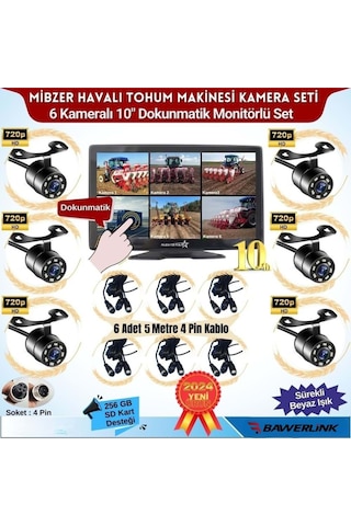 Bawerlink Bw-9160dvr 10"ınç Monitor 6 Kameralı Ahd Beyaz Ledli 1080p Mibzer Kayıtlı Kamera Seti