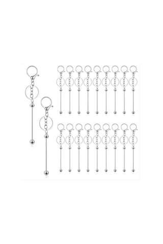 Gatherco 20 Adet Boncuklu Anahtarlık Çubuğu, Metal Boncuklu Anahtarlık Çubuğu, Boncuklu Anahtarlık Yapımı İçin Boş Kendin Yap Anahtarlıklar