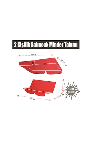 Viphomeconcept Vip Gölgelikli Salıncak Minder Takımı, Bahçe Minderi Kırmızı