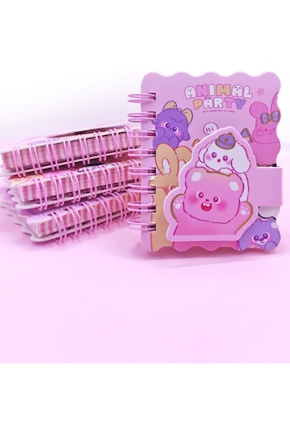 Animal Party Cırtlı Cep Boy Sevimli Mini Not Defteri 7x8 Cm - Hi