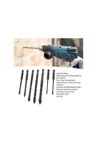 Xindoker 7 Parça Alyaş Matkap Ucu Seti, 3-12mm Çaplı, Dört Yivli, Altıgen Saplı, Dayanıklı, Taş Ve Çini İçin, Taşınabilir Saklama Kutusu İle