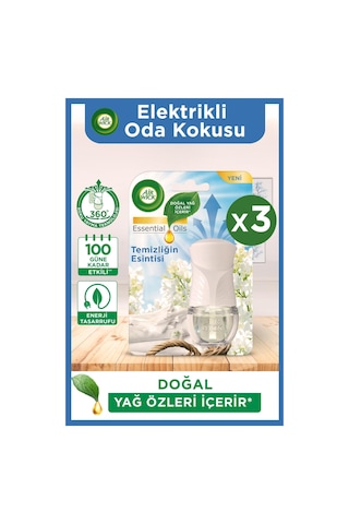 Air Wick Elektrikli Oda Kokusu Temizliğin Esintisi Kit (Cihaz + Koku) x 3