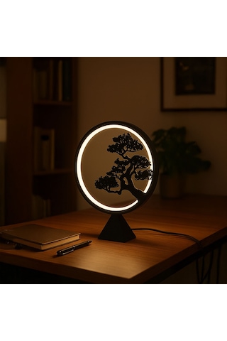 Ağaç Siluetli Led Dekoratif Masa Lambası-fibrika Store Siyah