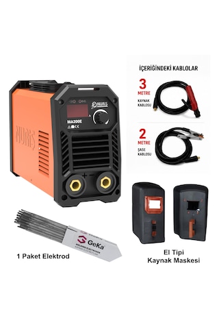 Nuriş Ma200e İnverter Kaynak Makinesi + Kaynak Maskesi + 100lü Elektrod Nuriş Ma200e İnverter Kaynak Makinesi + Kaynak Maskesi + 100lü Elektrod