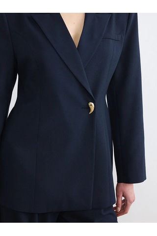 Lc Waikiki Lacivert Kruvaze Yaka Kadın Blazer Ceket