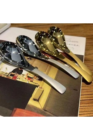 Paslanmaz Çelik Çorba Kaşığı Ev Mutfak Pota Kapasitesi Altın Gümüş Ayna Kahve Sofra Için Cilalı Sofra Takımı Gümüş